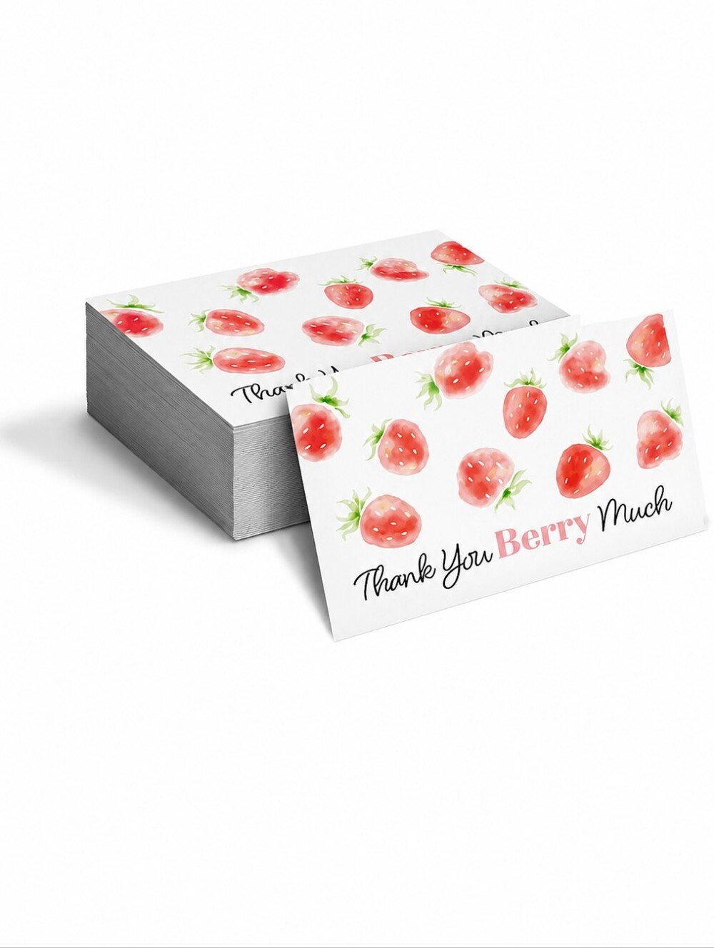 25ct, 6x4 "STRAWBERRY/THANK YOU" INSERT CARDS
